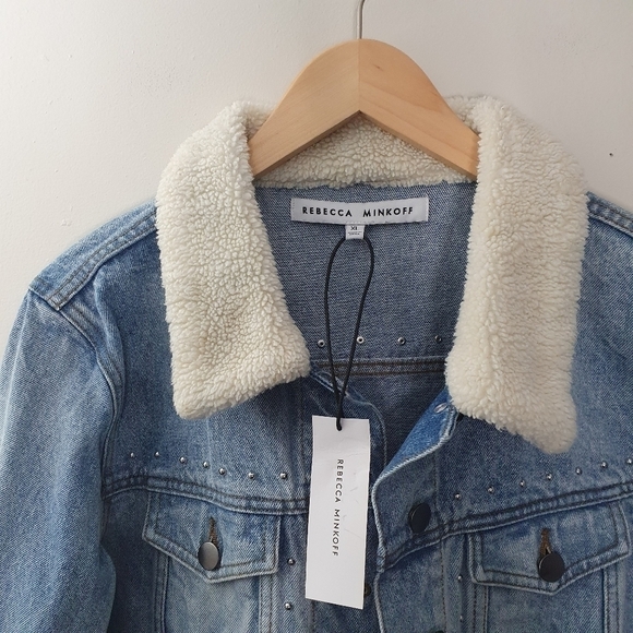 Rebecca Minkoff Clark Denim Vintage Washed Jacket With Stud Size XL - Picture 5 of 13